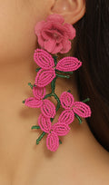 Flowering Girl Women Cybele Rose Red Flower Earrings