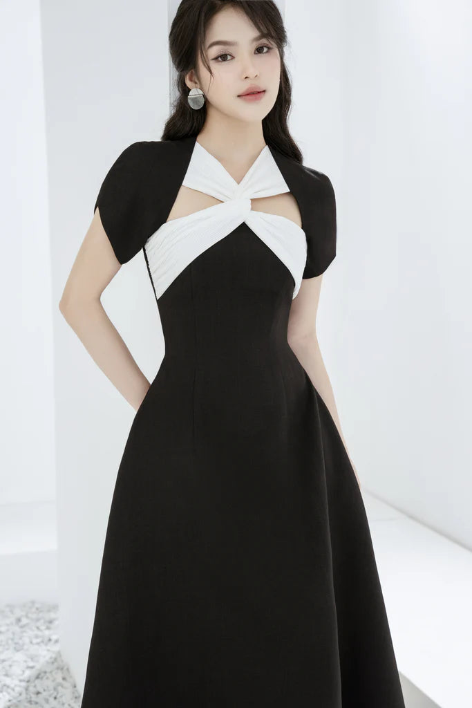 Flowering Girl Women Andrea cut out a-line midi dress in black