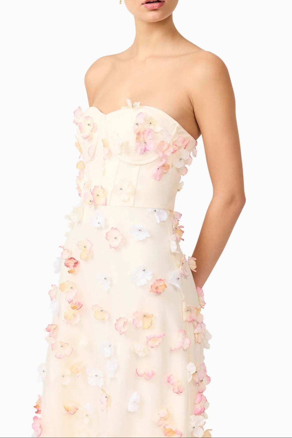Flowering Girl Women Off-Shoulder Embroidered Maxi Dress In Apricot