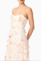 Flowering Girl Women Off-Shoulder Embroidered Maxi Dress In Apricot