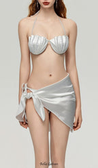 Flowering Girl Women Darrah White Pearl Three-Piece Swimsuit