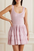Flowering Girl Women Ribbed Pointelle Knit Mini Dress In Pink