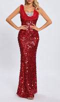 Flowering Girl Women Sleeveless Sequin Maxi Dress In Red