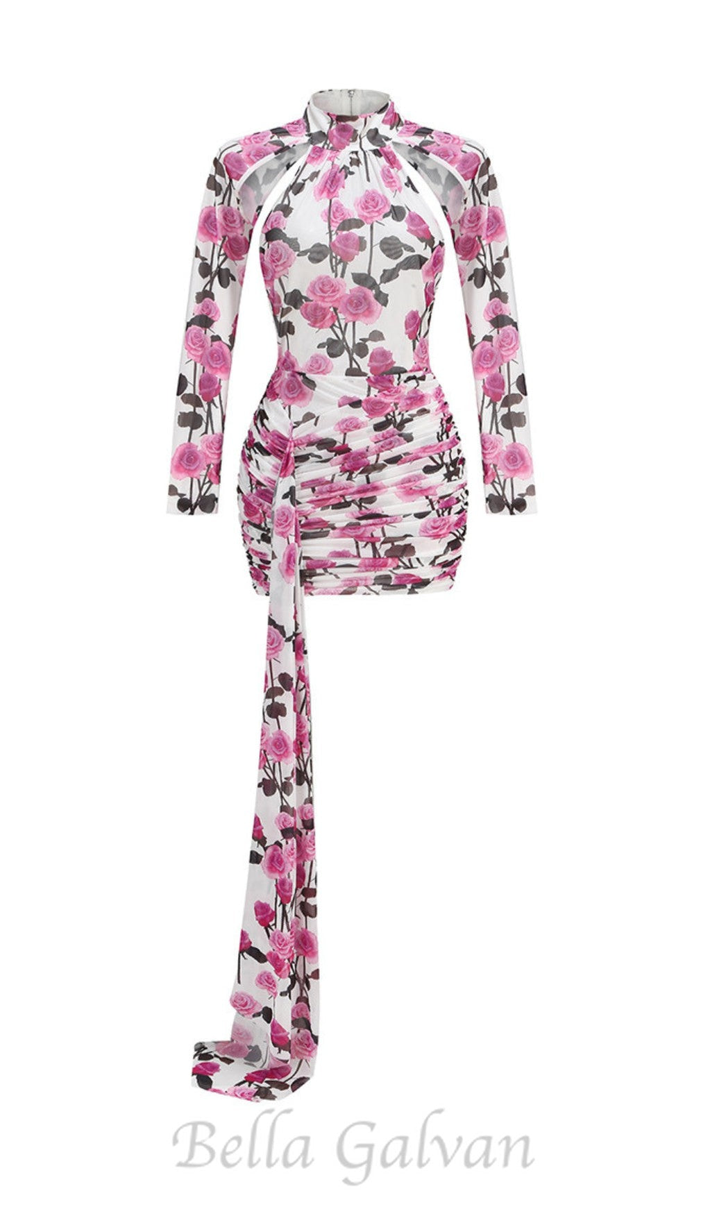 Flowering Girl Women BRISA ROSE RUCHED LONG SLEEVE MINI DRESS