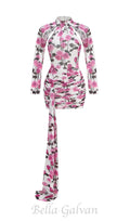 Flowering Girl Women BRISA ROSE RUCHED LONG SLEEVE MINI DRESS