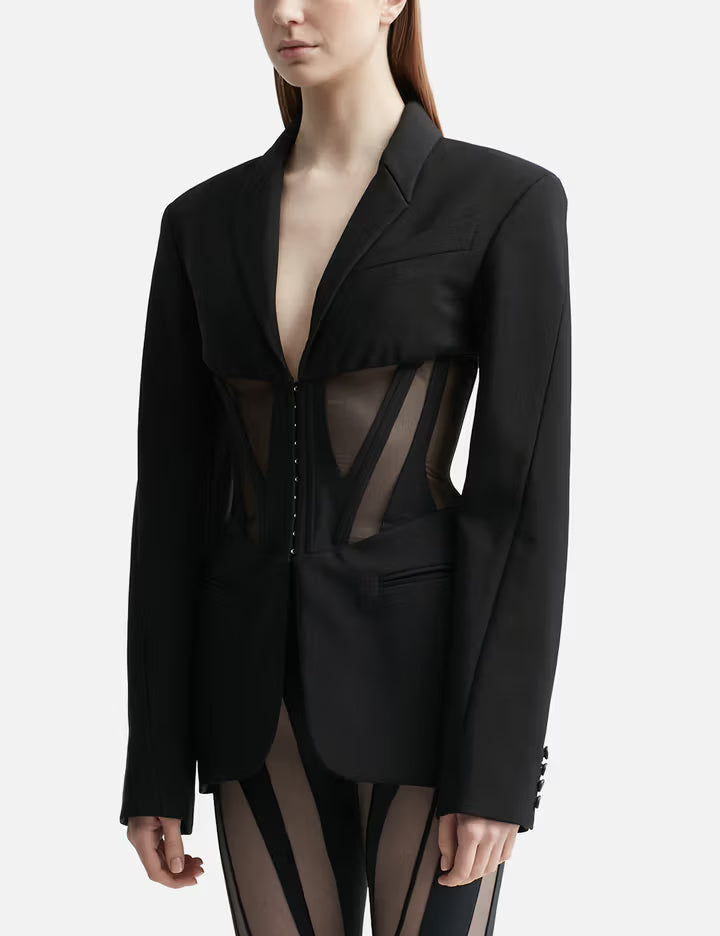 Flowering Girl Women v-neck Corset Jacket in black