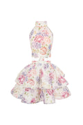 Flowering Girl Women jessica printed backless halter top skirt set in pink