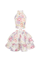 Flowering Girl Women jessica printed backless halter top skirt set in pink