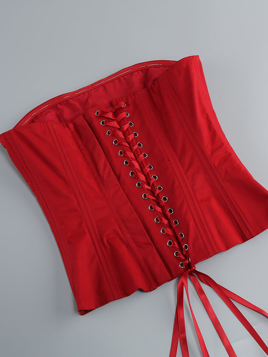 Flowering Girl Women CLEGG RED CORSET FLOWER TWO-PIECE SET
