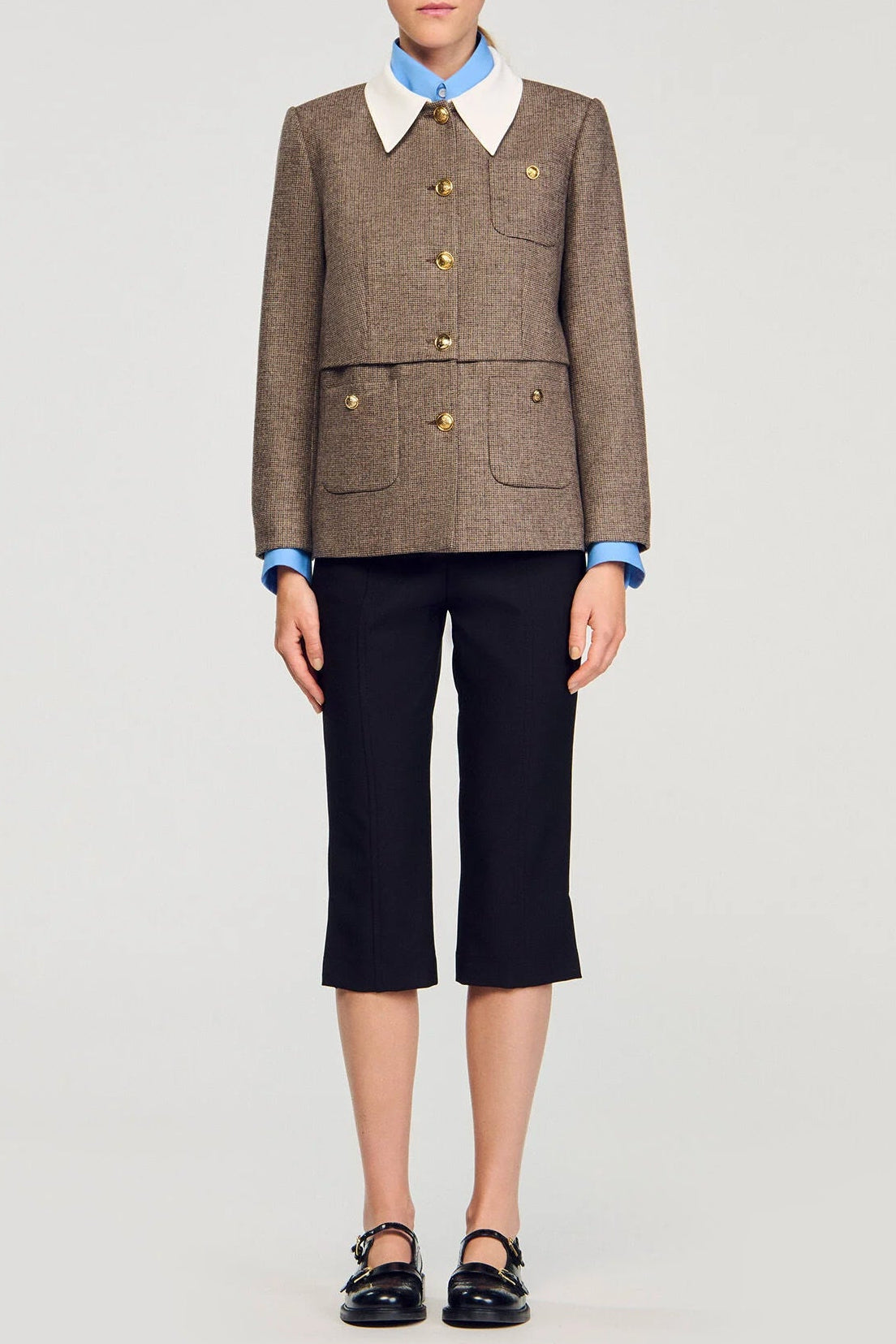 Setlla Houndstooth Suit Jacket In Brown