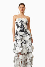 Flowering Girl Women Selene 3D flower Tiered Maxi Dress In Black