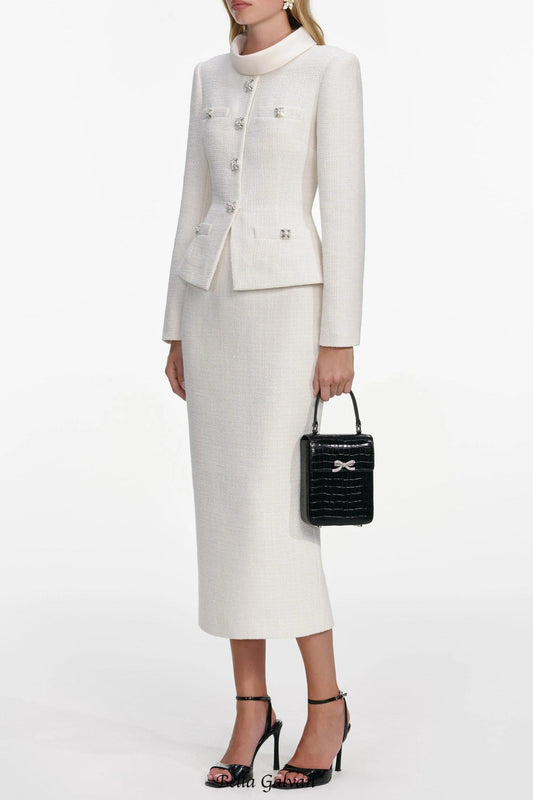 michaelia Cream Boucle Tailored Midi Dress set