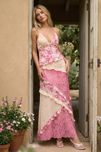 Léa Lace Patchwork Floral Cami Maxi Dress