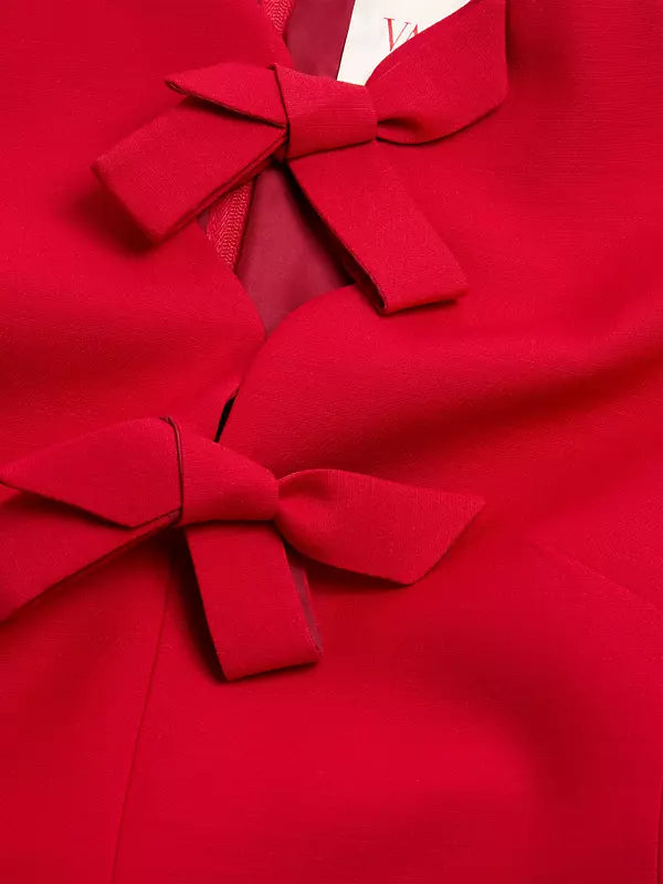 Flowering Girl Women crepe couture bow mini dress in red