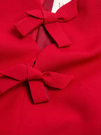 Flowering Girl Women crepe couture bow mini dress in red