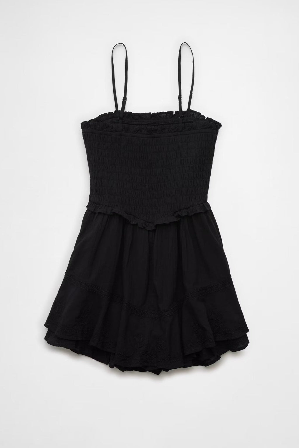 Flowering Girl Women Ruffle Tiered Romper Mini Dress In Black