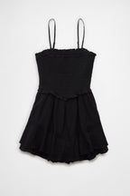 Flowering Girl Women Ruffle Tiered Romper Mini Dress In Black
