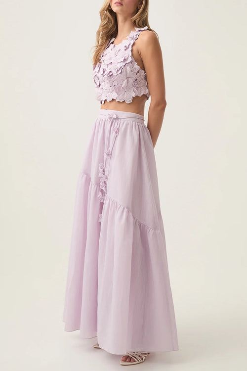 Flowering Girl Women Ashley Flower Shell Top Maxi Skirt Set In Purple