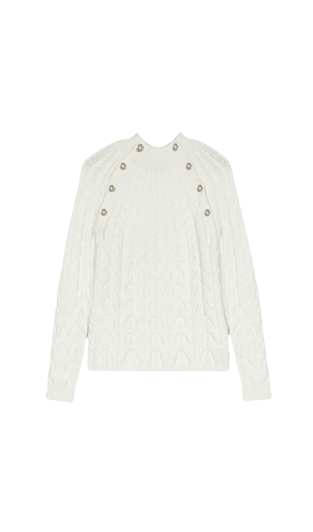 BUTTON TRIM CABLE KNIT SWEATER