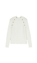 BUTTON TRIM CABLE KNIT SWEATER