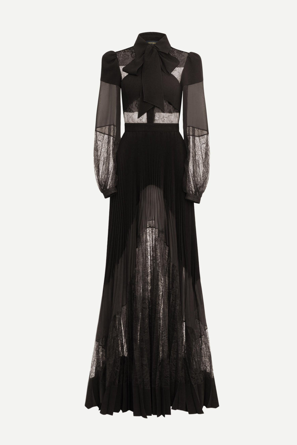 Flowering Girl Women simona lace splice Pleated maxi Dress in black