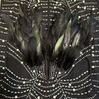 Strapless Feather Pearl Mini Dress In Black