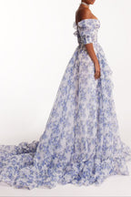 Blue Hydrangea Maxi Princess Dress