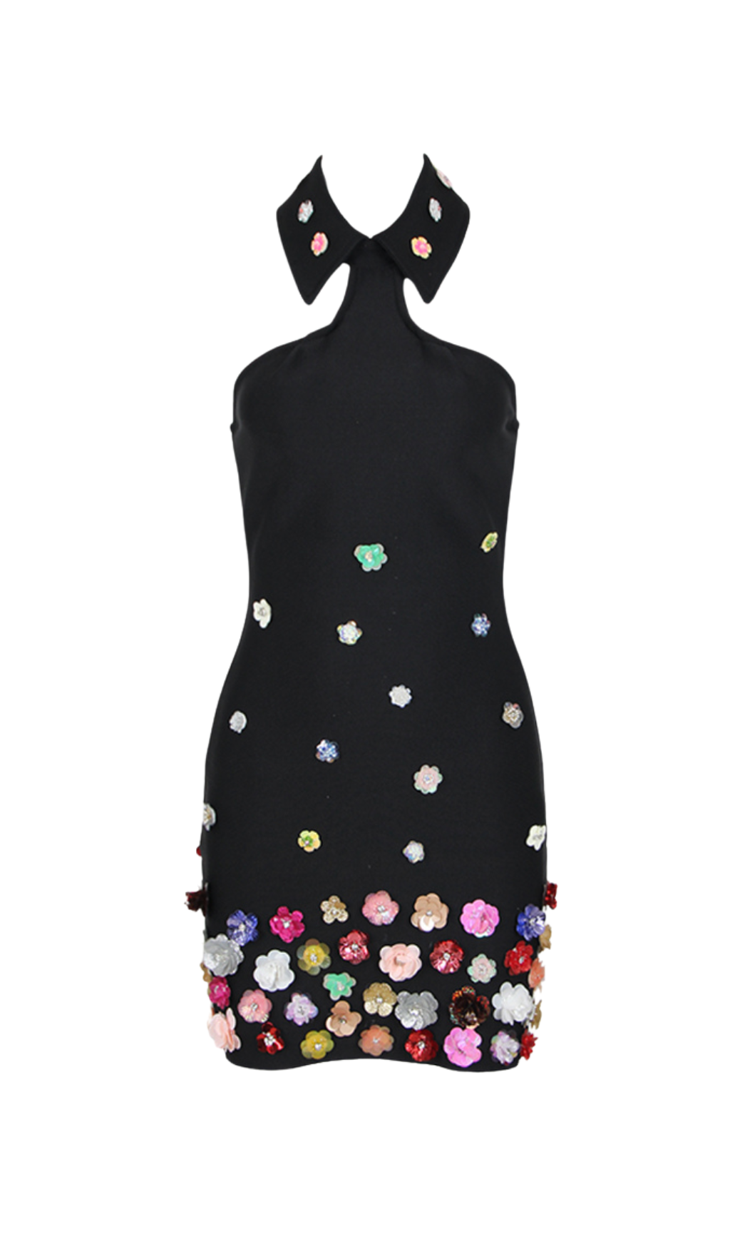 Flowering Girl Women Halter Embellished Flowers Mini Dress