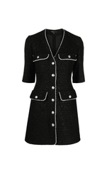 POCKET-EMBELLISHED COTTON-BLEND MINI DRESS