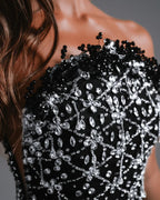 mary Black Sleeveless mini Dress with Crystals