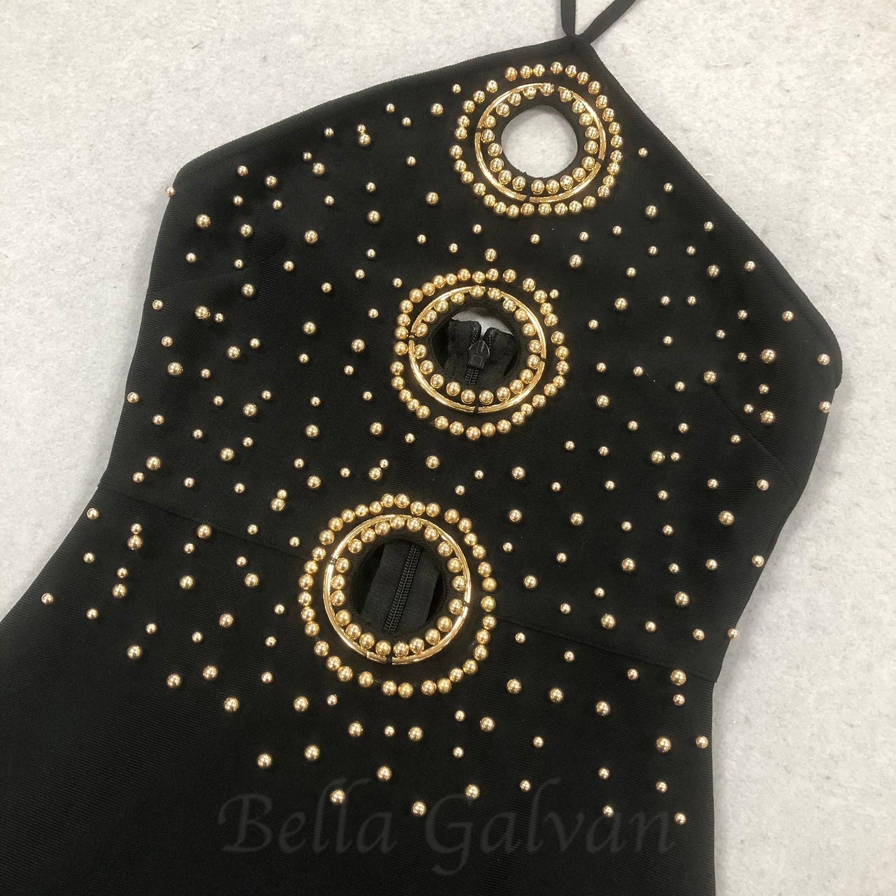 Flowering Girl Women embellished cut out halter maxi dress in black