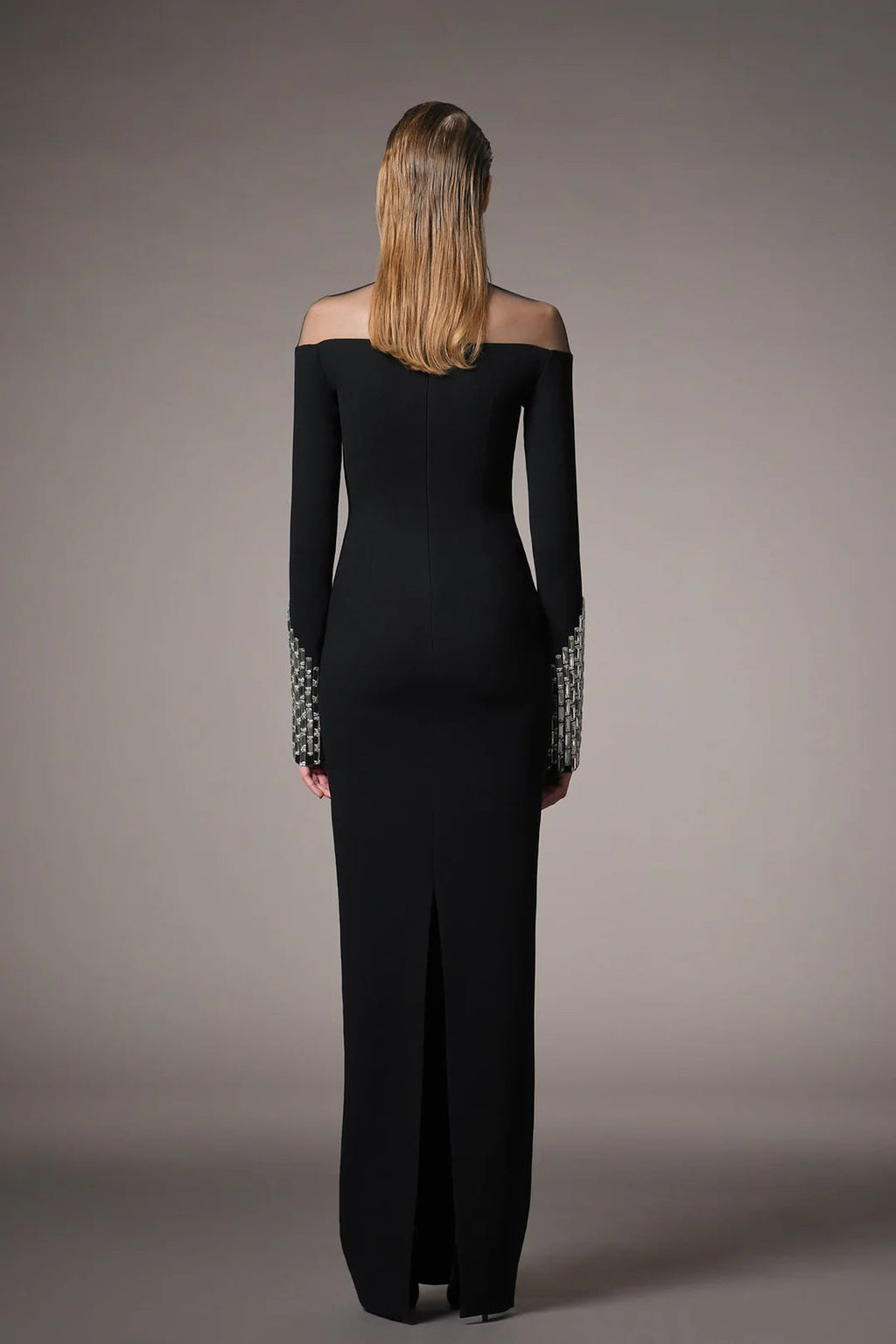 Flowering Girl Women crystal embellishments Black crêpe maxi dress
