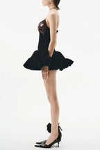 evangeline sequin embellished mini dress in black