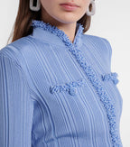 Polly Blue Beaded Knit Blouse & Skirt Set