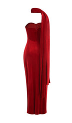Flowering Girl Women Enye Velvet Flower Maxi Dress in red