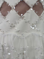 Henrietta Ivory Sequin Mini Dress With Mesh Panels