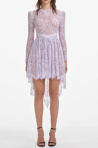 sabrina Lilac long sleeve Lace Satin Mini Dress