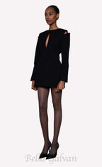 Flowering Girl Women Halston Cut-Out Cold-Shoulder Mini dress in black