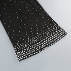 Flowering Girl Women pearl polka dots embellished midi dress in black