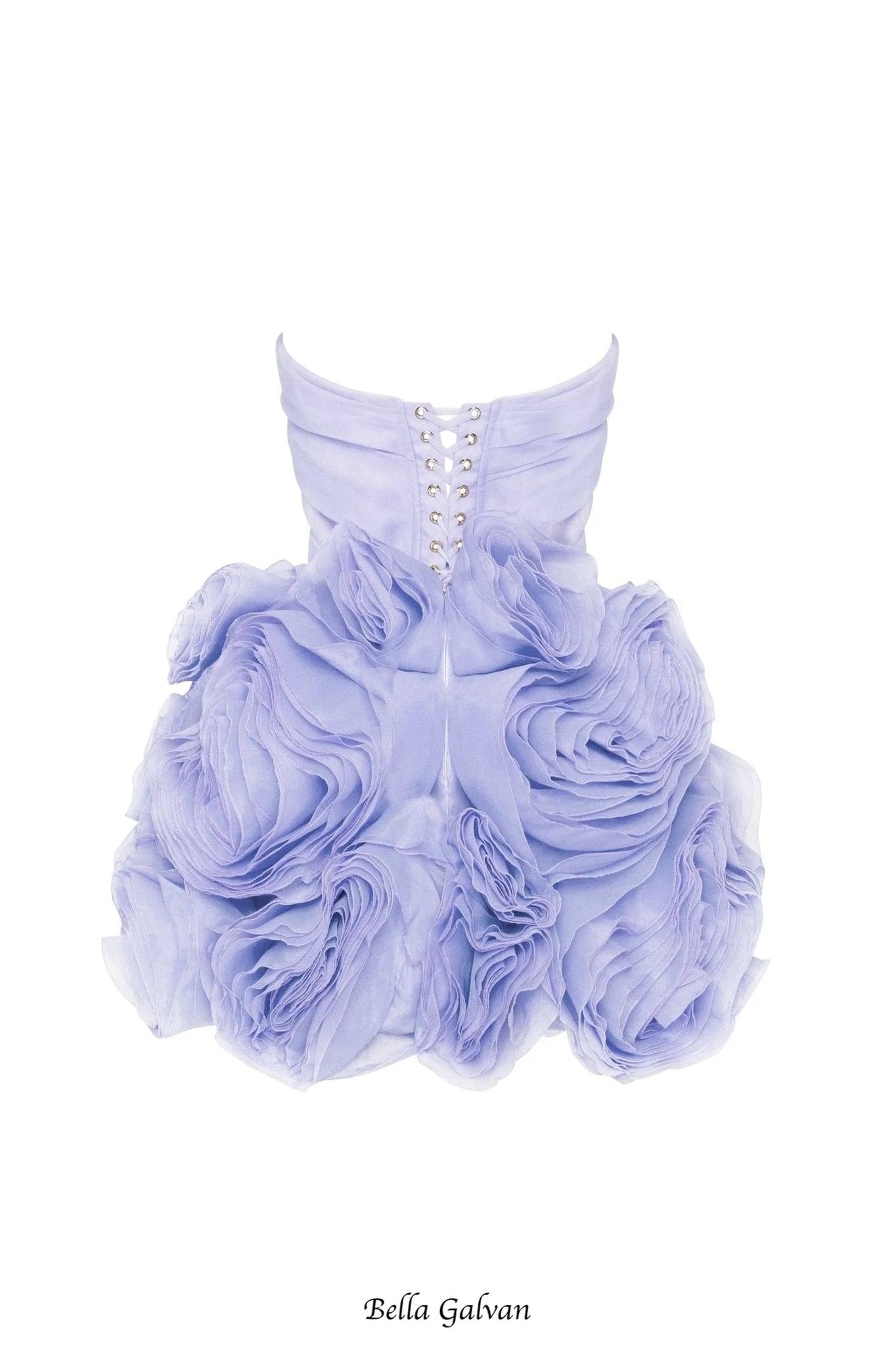 georgia Appliquéd organza lavender mini dress