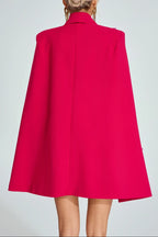 Katherine Rose Red Cape-Sleeve Blazer Mini Dress