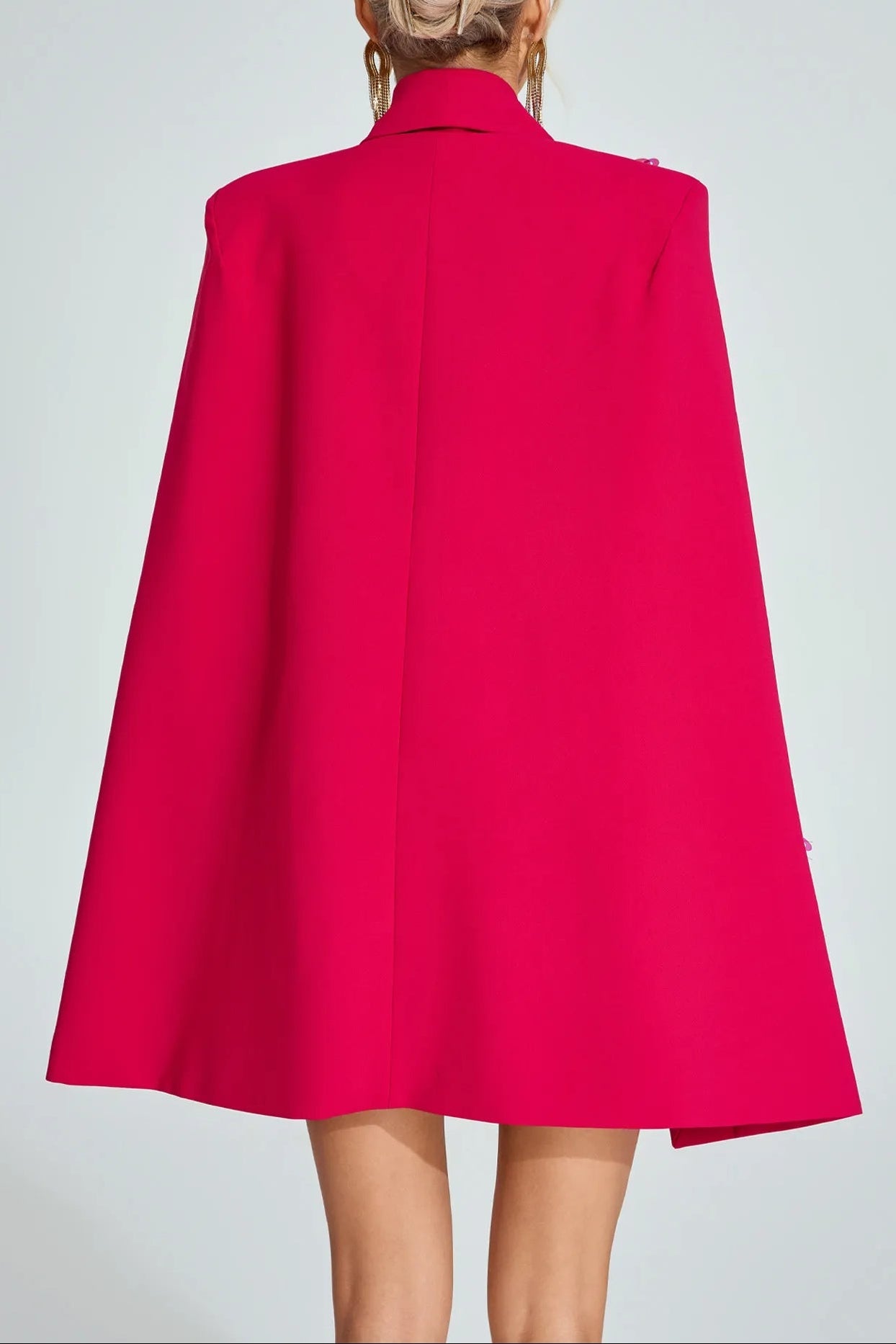 Katherine Rose Red Cape-Sleeve Blazer Mini Dress