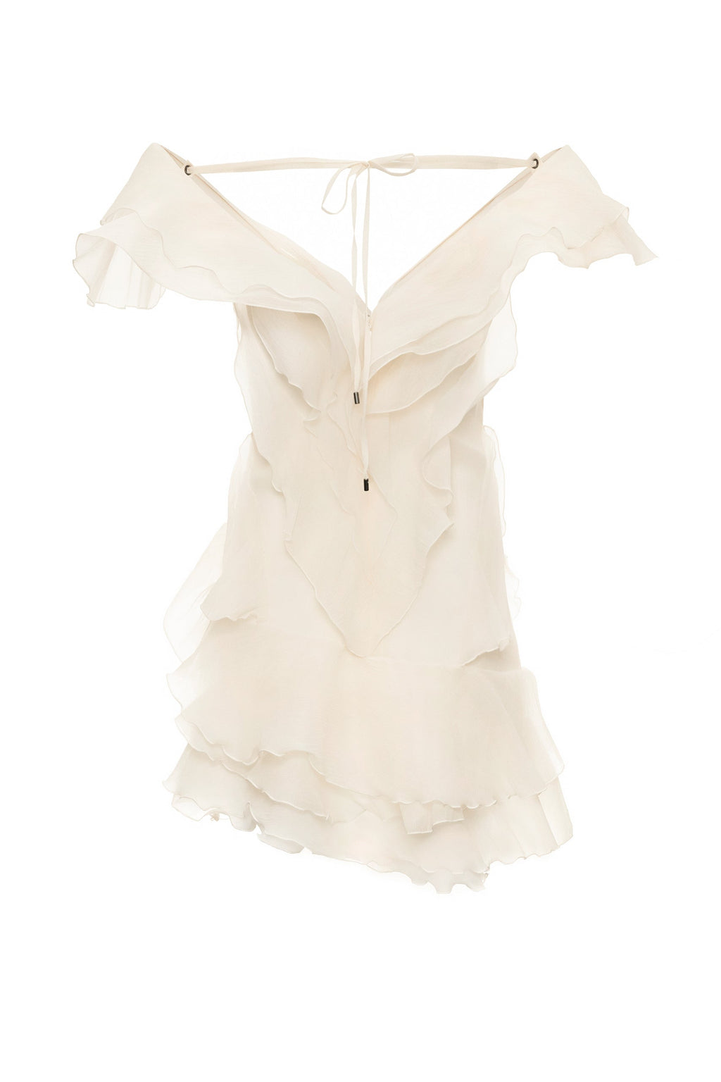 Flowering Girl Women Theia Ruffle Layers Strapless Mini Dress In Beige
