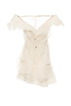 Flowering Girl Women Theia Ruffle Layers Strapless Mini Dress In Beige