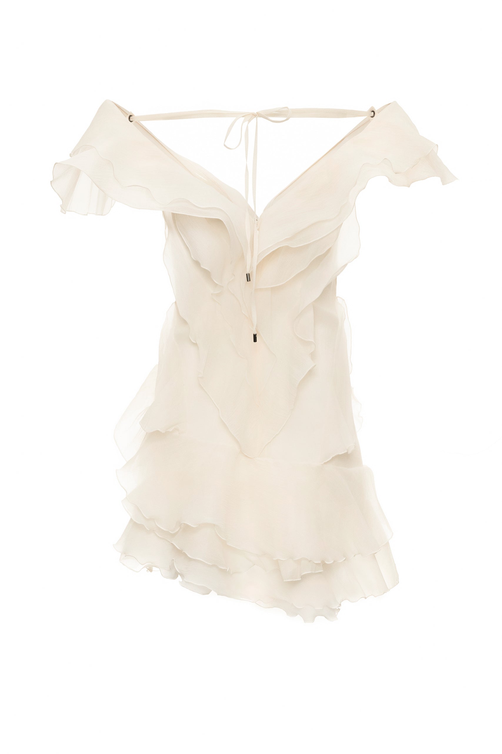 Flowering Girl Women Theia Ruffle Layers Strapless Mini Dress In Beige