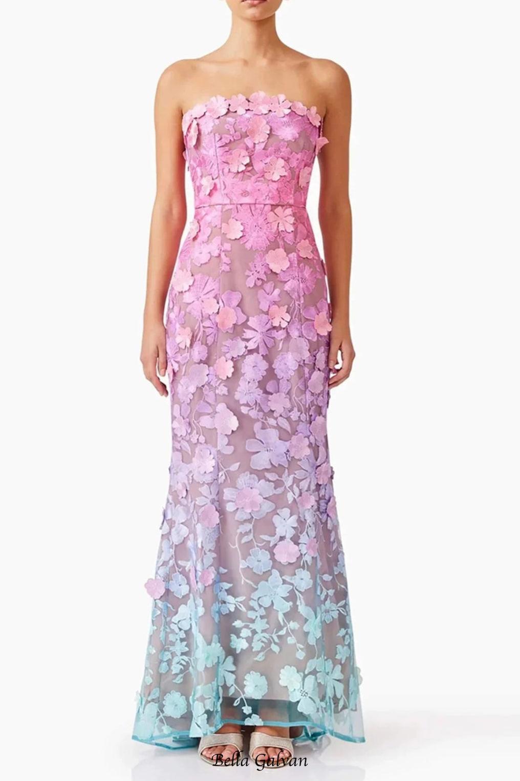 Off-Shoulder Sleeveless Gradient Dress
