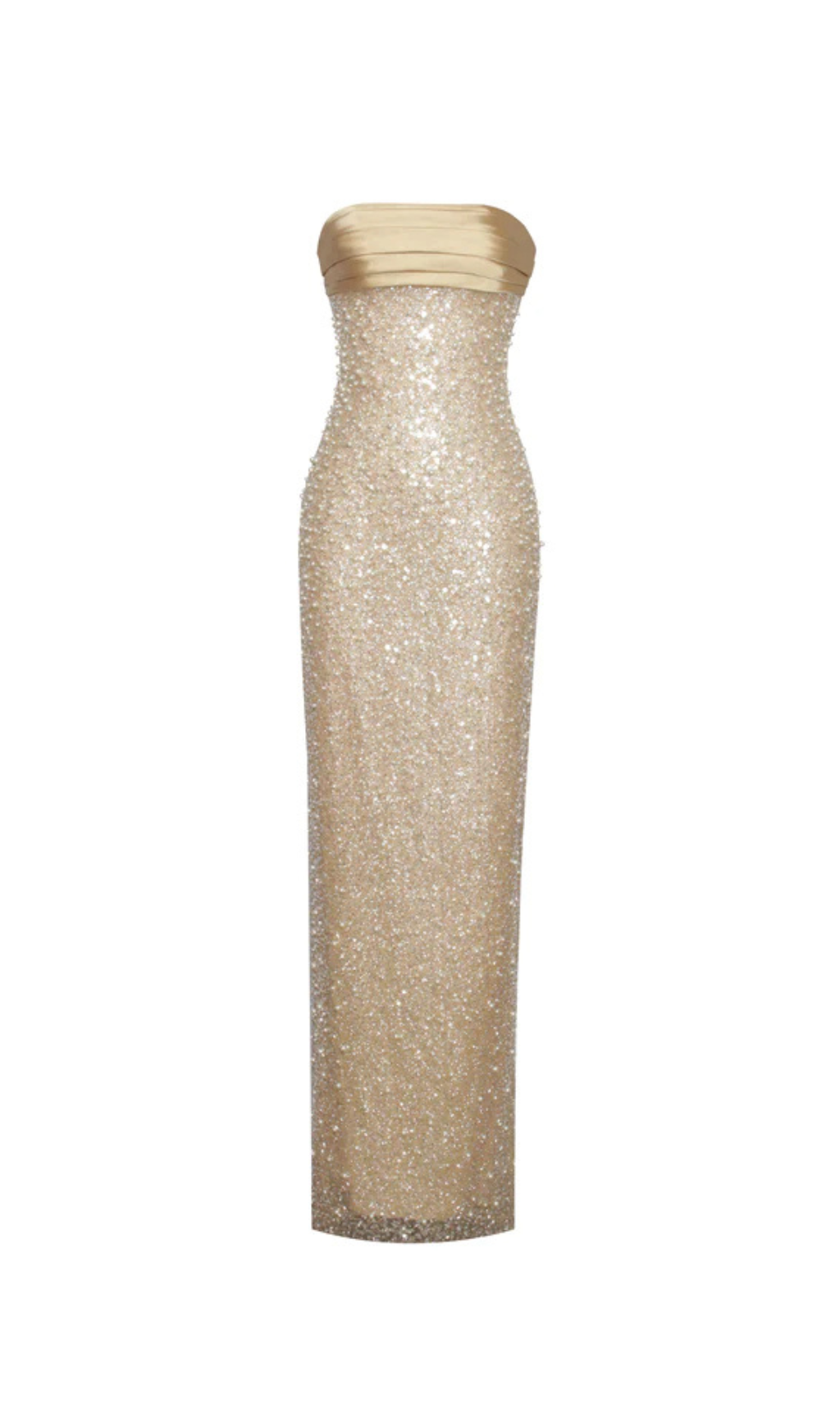 Flowering Girl Women GOLD SATIN SEQUIN PEARLS BEADED MAXI DRESS