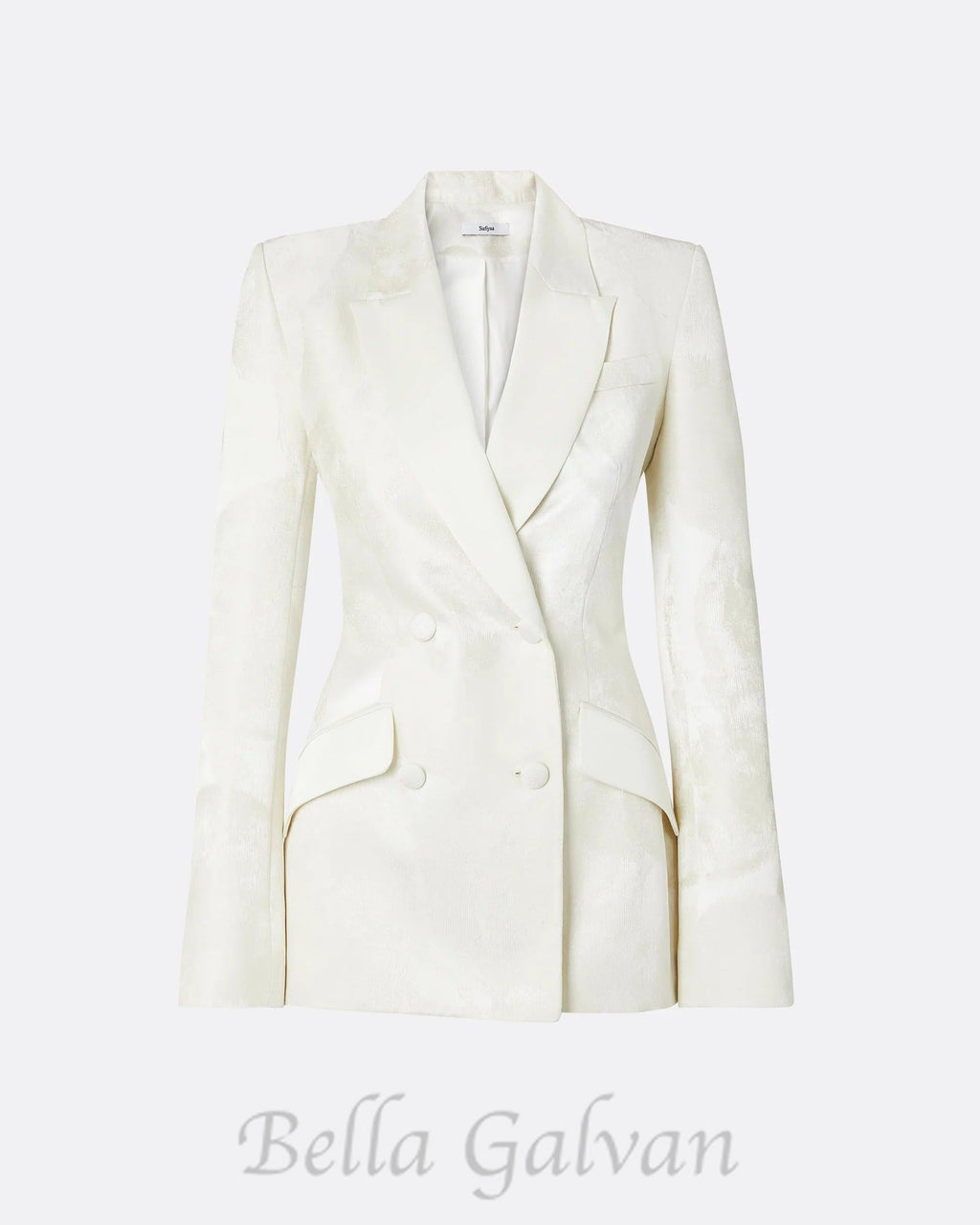 Flowering Girl Women jacquard double-breasted blazer suit in ivory