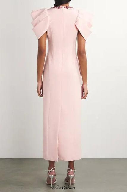 roxanne crystal-embellished crepe bodycon gown in pink