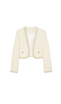 BEAD TRIM CROPPED TWEED JACKET